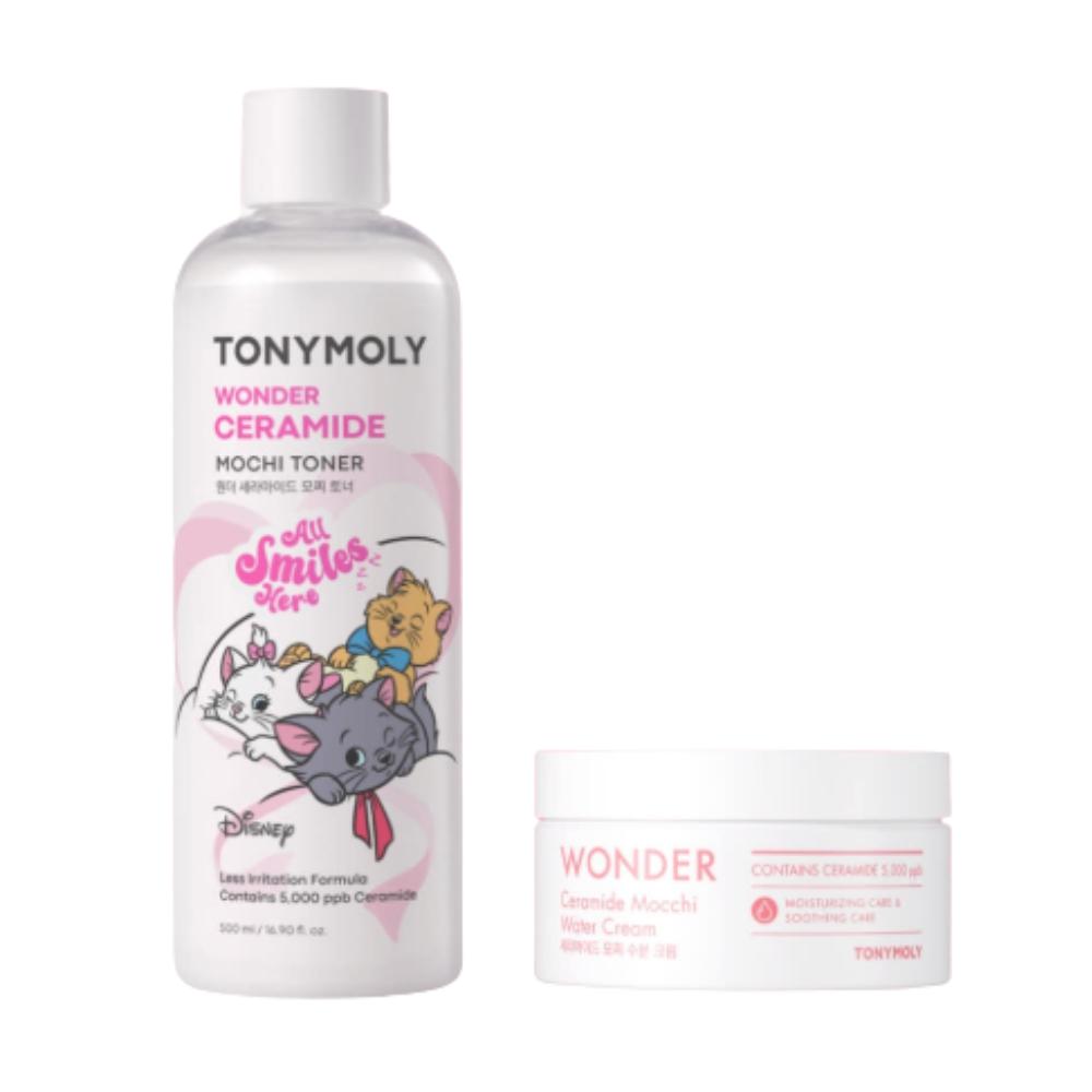 TONYMOLY Wonder Ceramide Mochi Toner 500ml + Aqua Moisture Cream 300ml Set