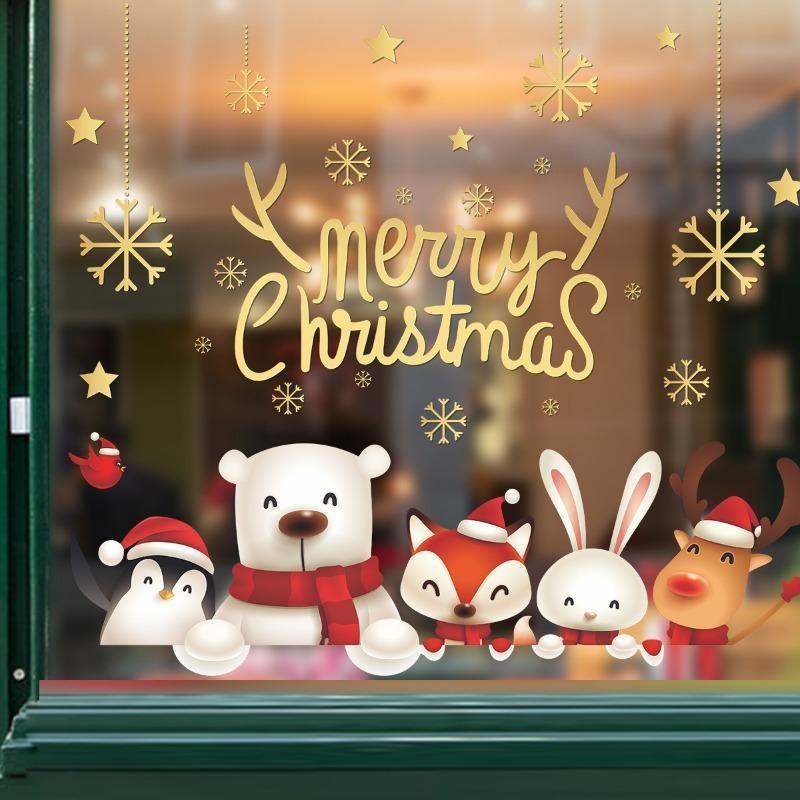 Christmas Window Stickers Santa Claus Stickers Merry Christmas Decoration for Home Gift