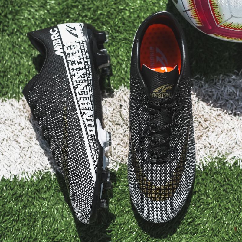 Autumn new printed hard-soled men's and women's long and short nail shoes low-top fashion football shoes grass training shoes