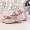Super Fairy Gradient Color Leather Princess Shoes for Kids - British Style with Crystal Accents