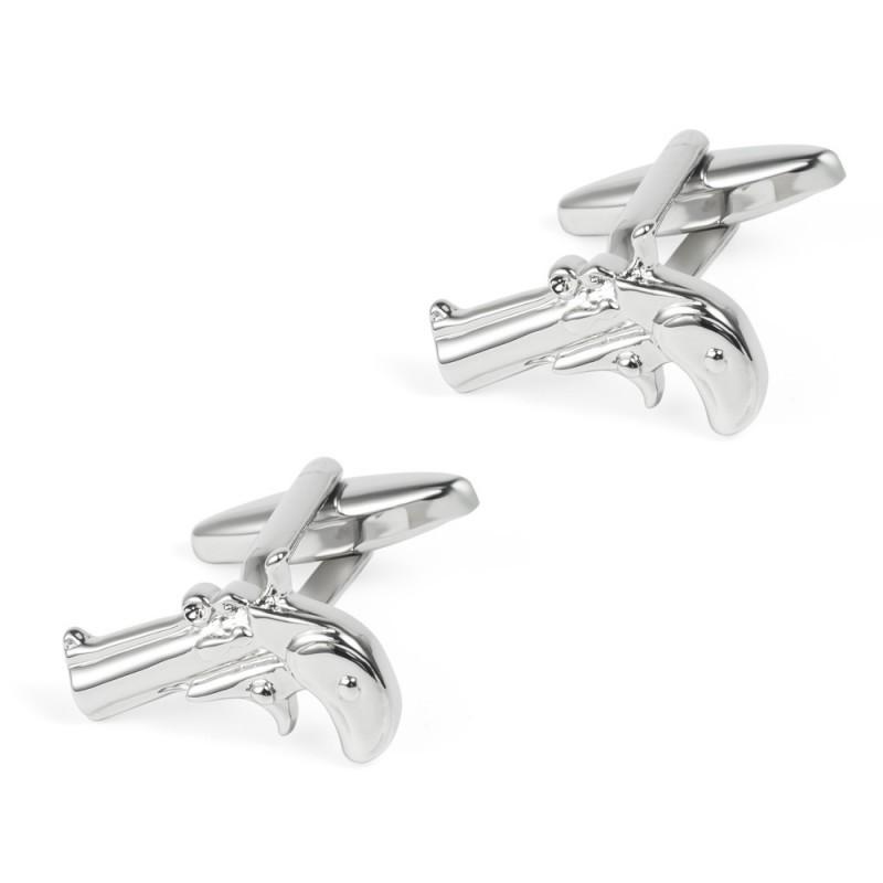 High End Electroplated Gold Silver Signal Gun Copper Cufflinks Men s French Natural серебряный