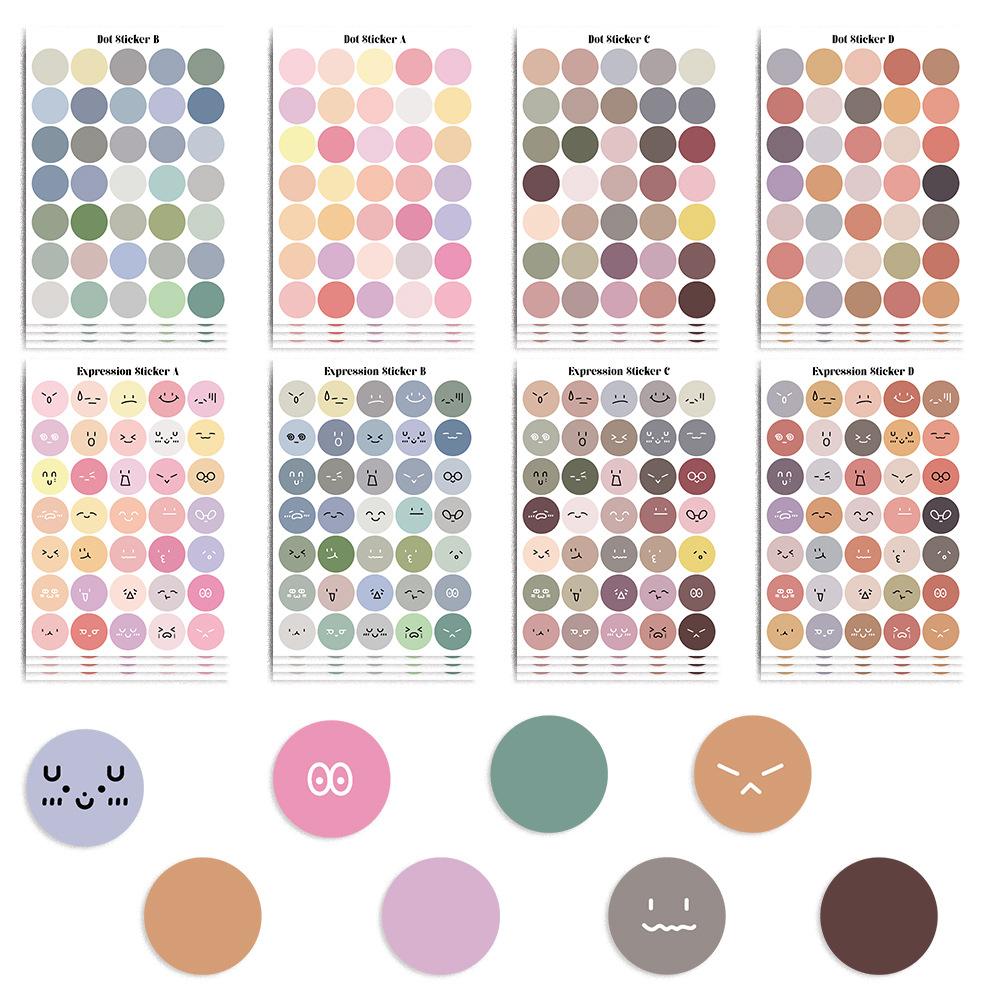 

8 Мультяшные Однотонные В горошек Выражение Коллаж Наклейки Рукоделие Водонепроницаемый Набор Декоративные Наклейки Сделай сам