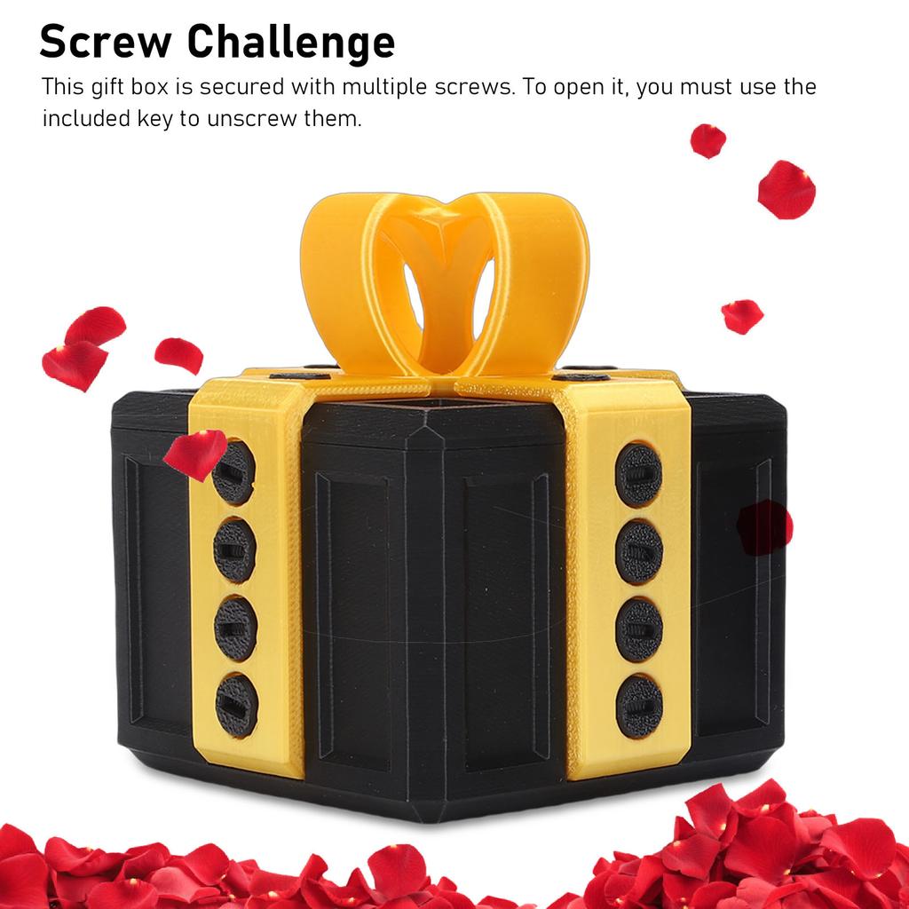 Annoying Gift Box with Screws 3D Printed Funny Annoying Present Prank Box for Holiday Birthday Gift Gold Black