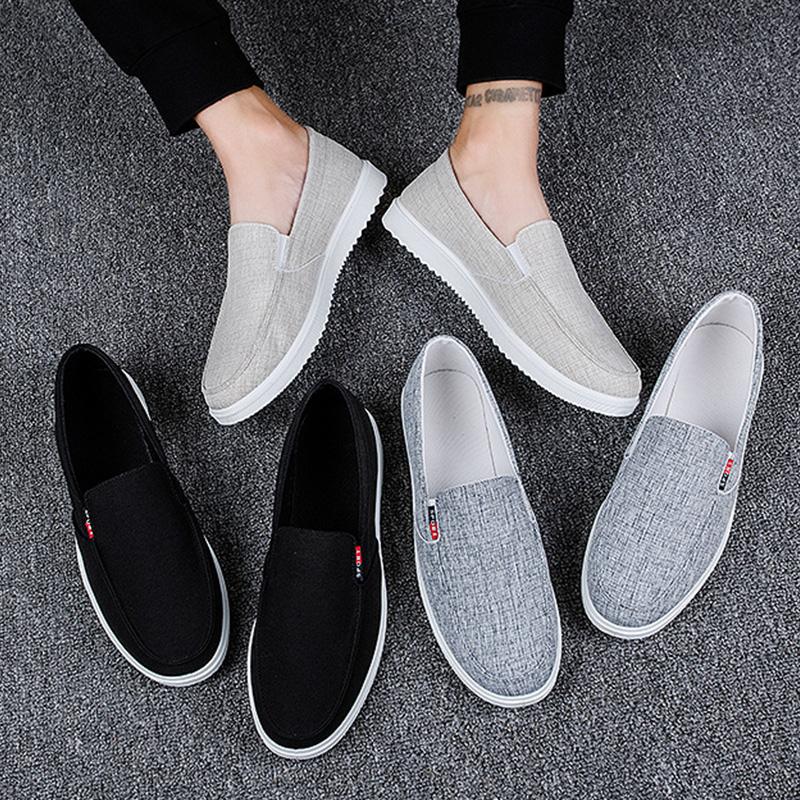 Men's Casual Shoes Luxury Canvas Loafers Sneakers For Men 2024 Comfortable Flat Outdoor Fashion Walking Slip-Ons Shoes Footwear