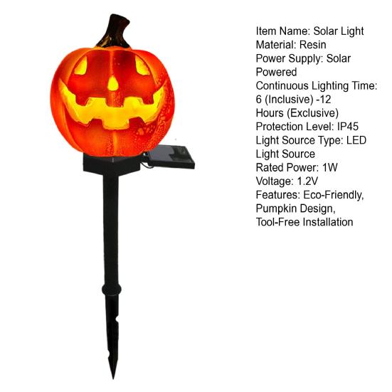 Outdoor Solar Halloween Pumpkin Lights Light, Waterproof Garden LED Decorative Holiday Path Lighting for Lawn Lamp with Stake Pathway Yard Decoration