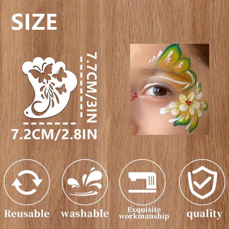 16Pcs Face Painting Tattoo Stencil Set Reusable Hollowed Body Art Paint Stencils Diy Eyebrow Templates Hand Drawn Spray Painting