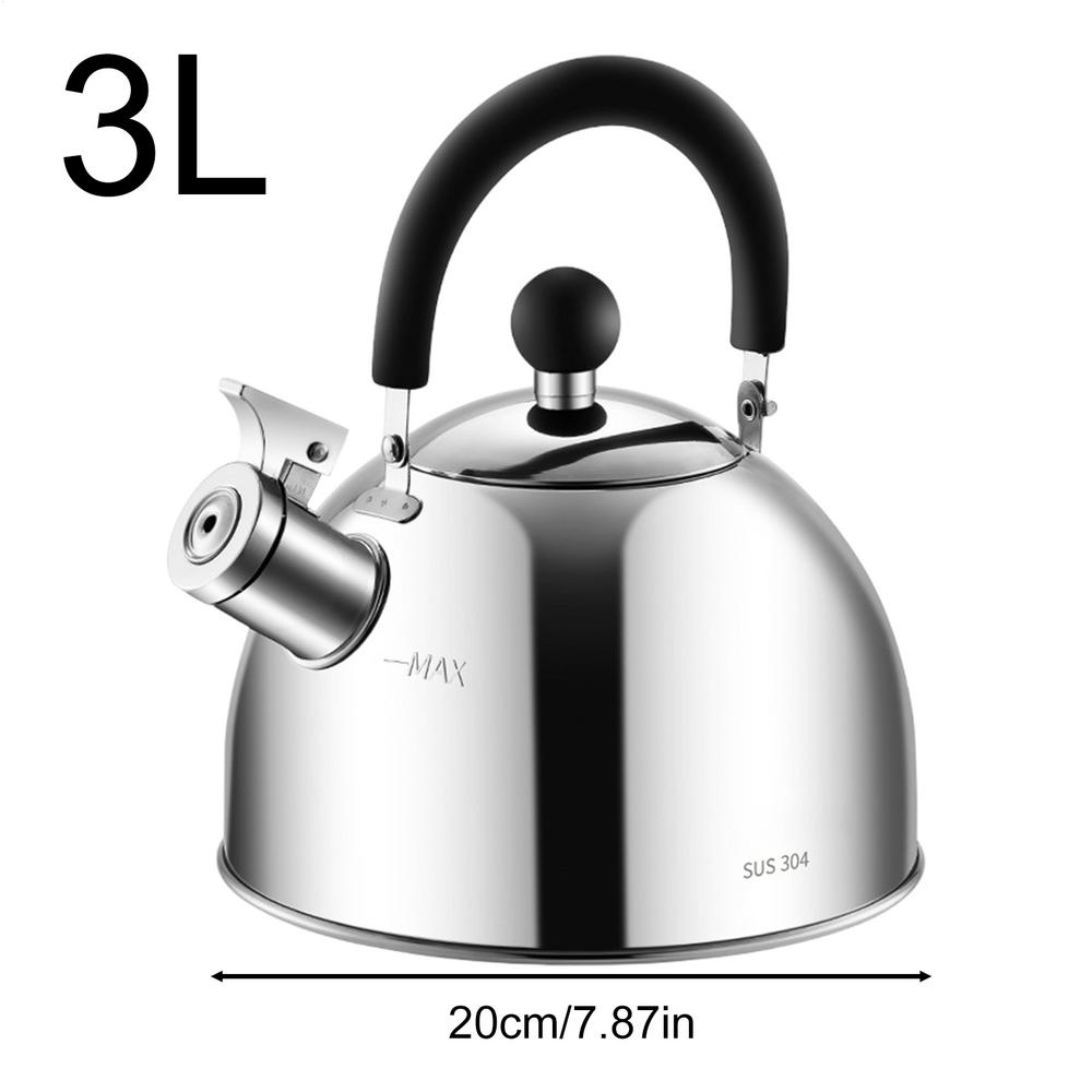 Stainless Steel Kettle Stove Top Kettle 3L Whistling Boiling Water Teapot With Handle For Home Kitchen Induction Stovetops