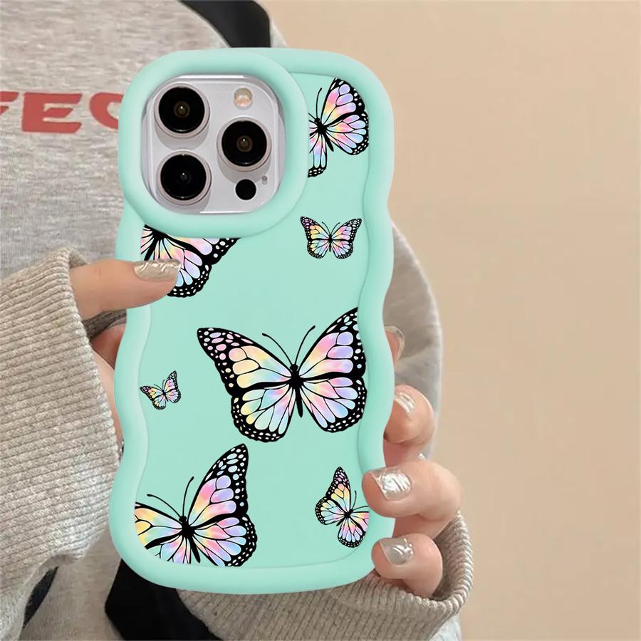 Case for iPhone XR 16 Pro Max 13 8 15 Plus 14 11 12 17 Air Soft Phone Cover Blue Butterfly