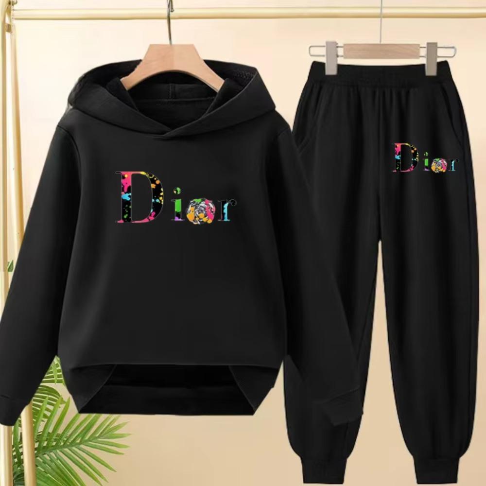 Children Commodity Hoodie Colored Letters Sports Pullover3-12Yrs Coat Sweatshirt+Pants 2P Boys Girls Toddler Clothes Leisure Set
