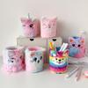 Cartoon Plush Pen Holder: Creative Student Desktop Stationery Storage Organizer and DIY Scissors Storage Ornament