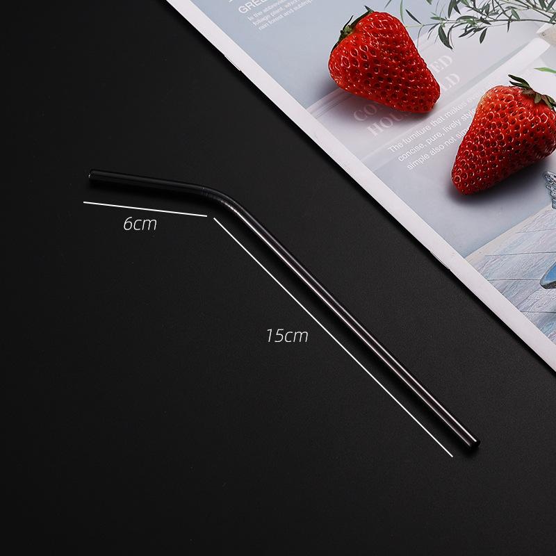 304 Stainless Steel Straw Set Color Metal Straw Restaurant Milk Tea Beverage Coffee Tube Straight Pipe Elbow Set