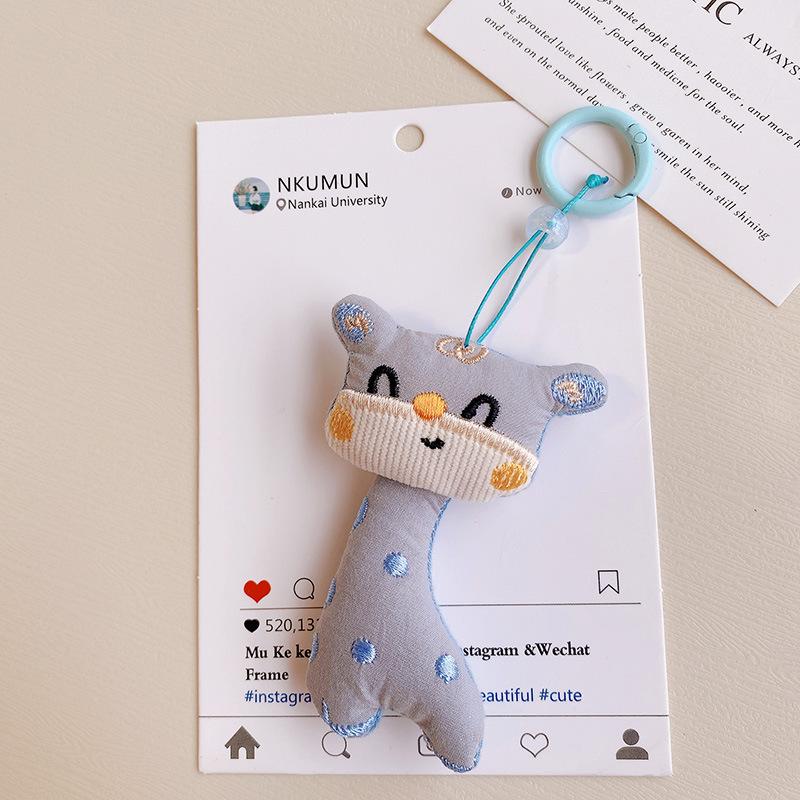 Cute Animal Doll Series Fabric Keychain Handmaking Fabric Penguin Keyrings For Bag Pendant Small Bear Doll Keychain Wholesale