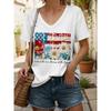 Fashionable New Casual Women's Clothing Color Pattern 3D Printed V-neck T-shirt Daily Loose Women's Short Sleeved T-shirt