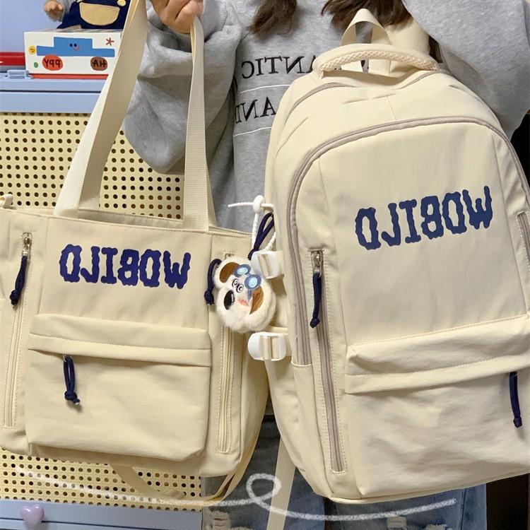 Schoolbag New Korean-style INS casual minimalist letter backpack for middle and high school students, lightweight travel versatile large-capacity 