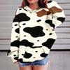 Kids Hooded Cow Print Pullover Sweatshirt for Boys Girls with Pockets Loose Fit