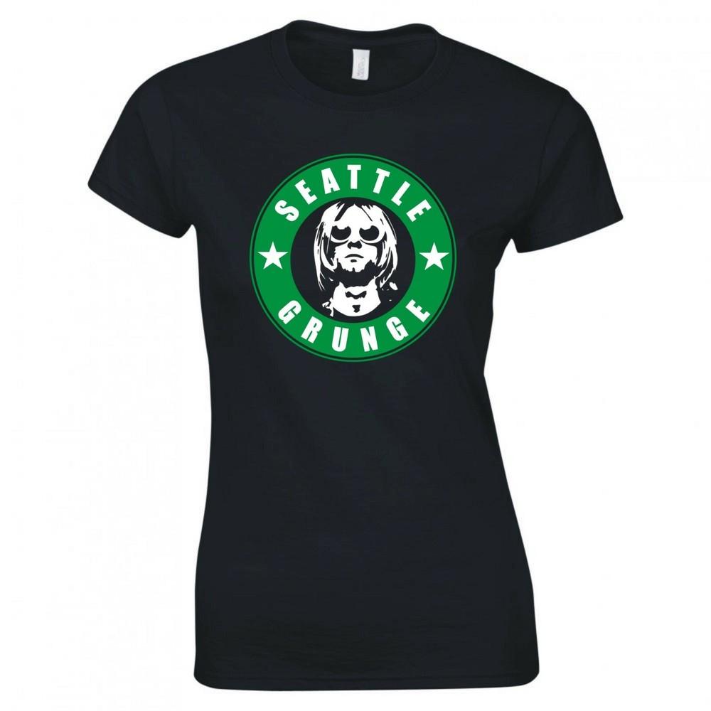 Kurt Cobain Seattle Grunge Ladies Skinny Fit Tshirt