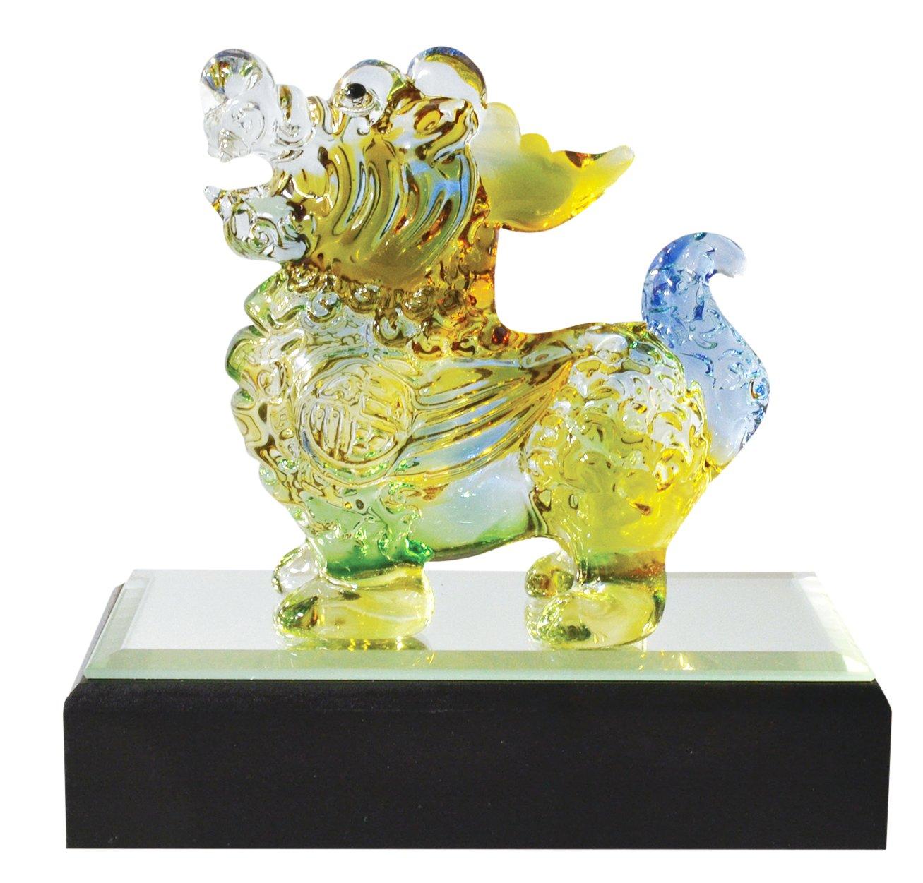 

Handmade Glasswork Feng Shui Good Luck Auspicious Omen Pixiu Color Small