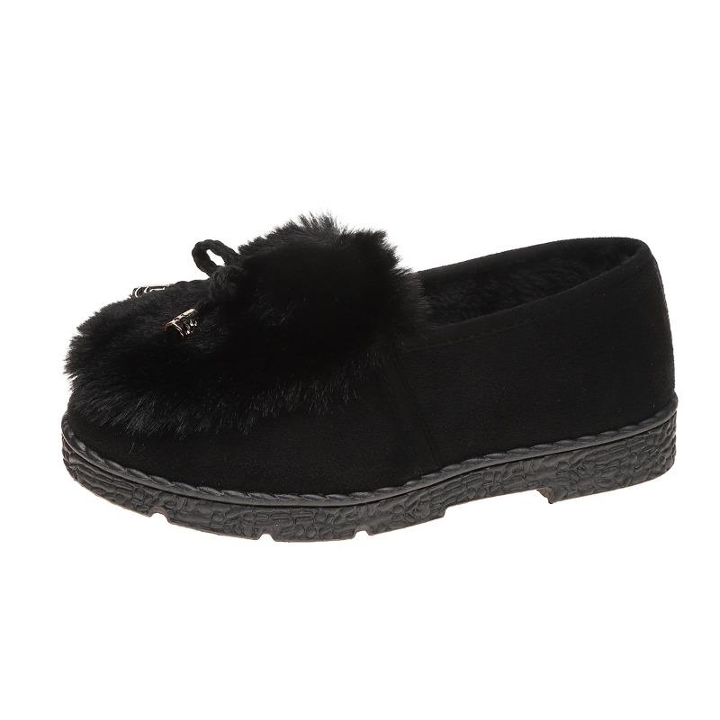 Hot Sale Women's Shoes One Kick Women's Flats Winter Round Toe Plush Fleece for Warmth Solft Sole Casual Comfortable Flats Shoes