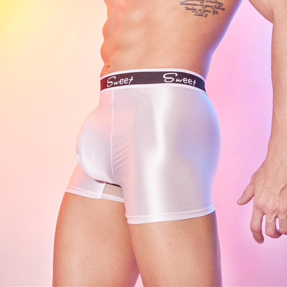 Sexy Herren Satin Glatt Boxershorts Wild U Konvexer Beutel Slips Unterhosen Atmungsaktiv Wölbung Beutel Unterwäsche Elastischer Formende Kleidung