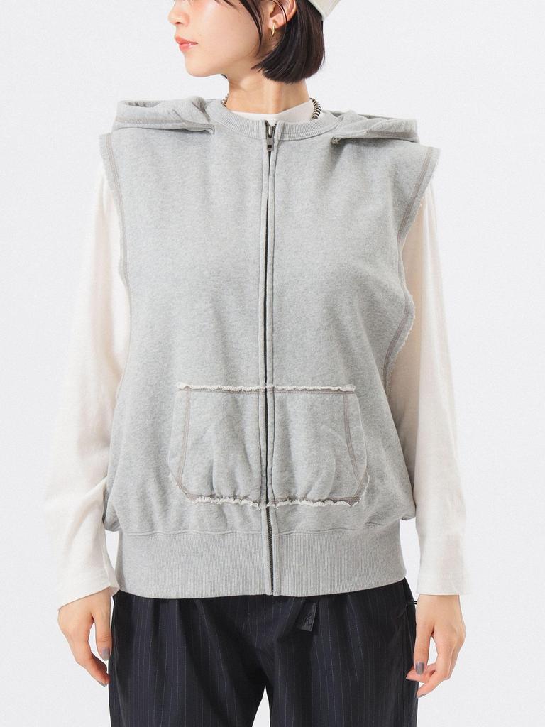 Beams Boy Women's Sleeveless Full-Zip Hoodie, T.GREY, One Size