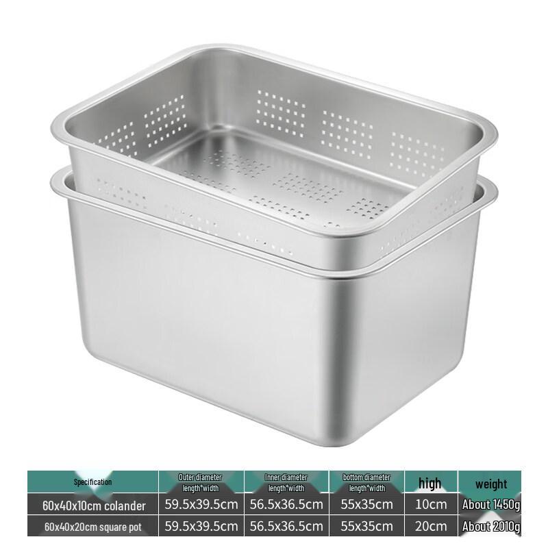 Yunduo Commercial Stainless Steel Rectangular Colander Basin