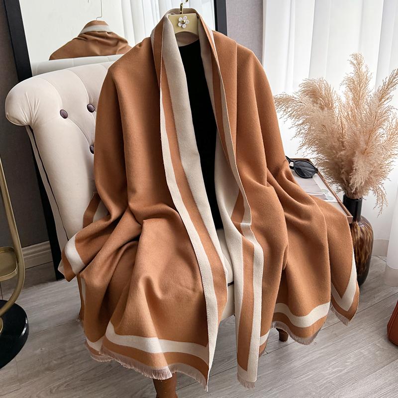 

New Warm Luxury Cashmere Scarf Women Plain color Fashion Shawl and Wraps Ladies Blanket Foulard Winter Pashmina Bandana Bufanda хакі