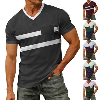 Men's Casual V-Neck Raglan Short-Sleeve Top