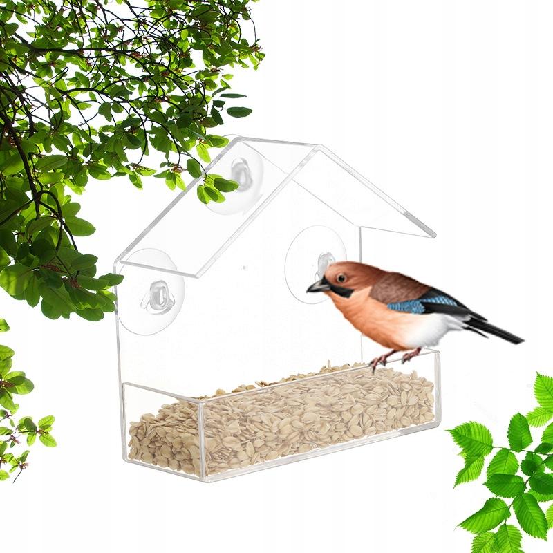 Transparent Bird Feeder House Window Box Glass Suction Cups
