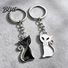 Lightweight Key Ring 2Pcs Black White Cat Keychain for Backpacks Oil Dripping Enamel Zinc Alloy Holder Kitten Ring Metal Bag Schoolbag Charm