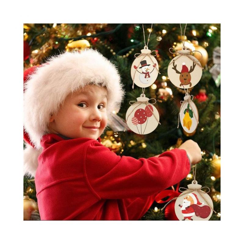 50 Stück DIY Weihnachtsschmuck Aus Holz, Große Scheiben Aus Naturholz, Vorgebohrt mit Loch, Holzkreise für Weihnachtsbasteleien