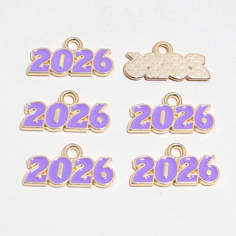 20pcs 18x9mm Enamel Year Number 2026 Charms Pendant for Earrings Necklace Bracelet DIY Jewelry Making Accessories Findings