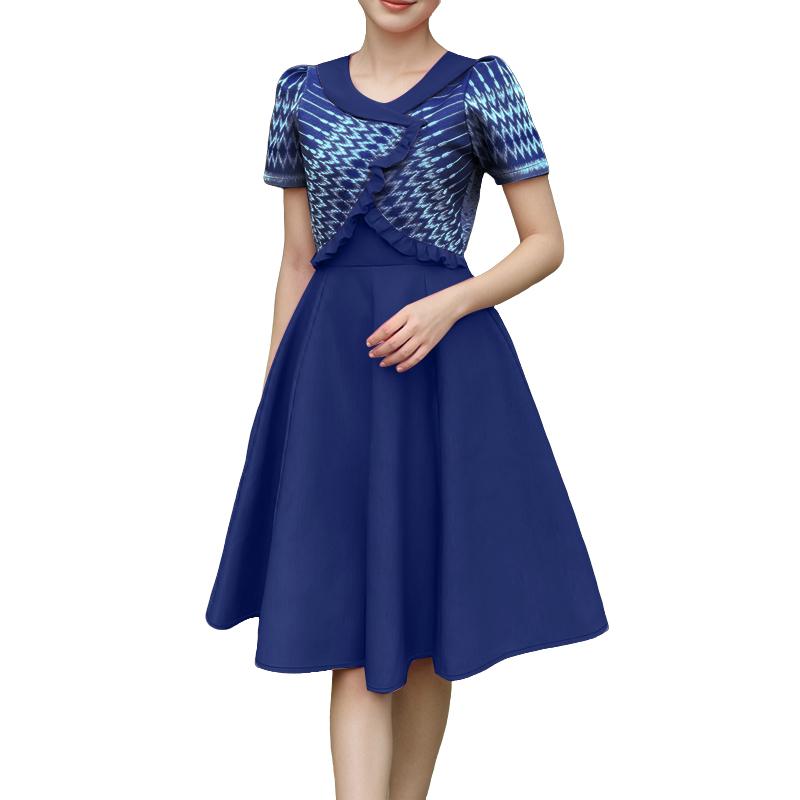 ZANZEA Women Casual V-Neck Summer Short Sleeve Print Dress