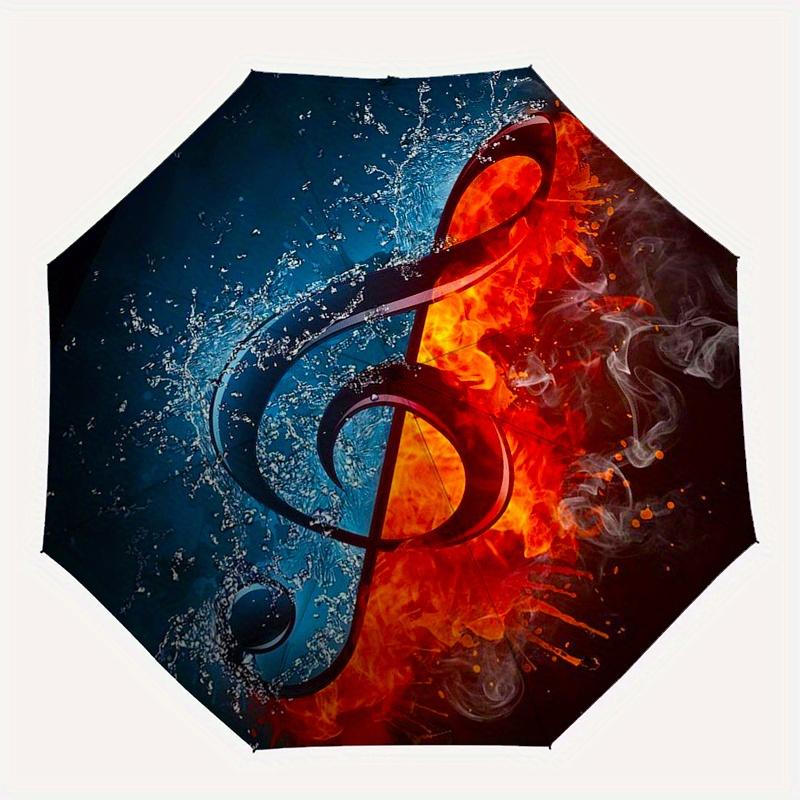 Flame & Water: Treble Clef Music Note Art PrintUmbrella, Portable 3-Fold Compact Umbrella,Christmas Gift ES440
