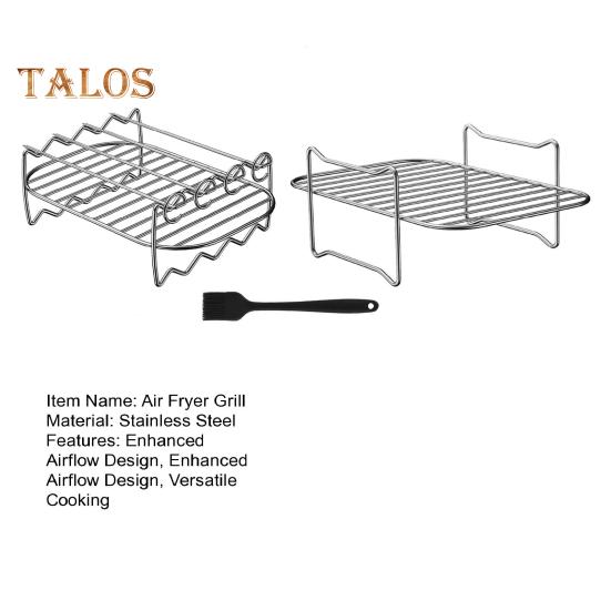 Air Fryer Rack Stainless Steel Dehydrator Grill Enhanced Airflow Design Air Fryer Rack Food-Grade Versatile Cooking Companion for Chicken Wings