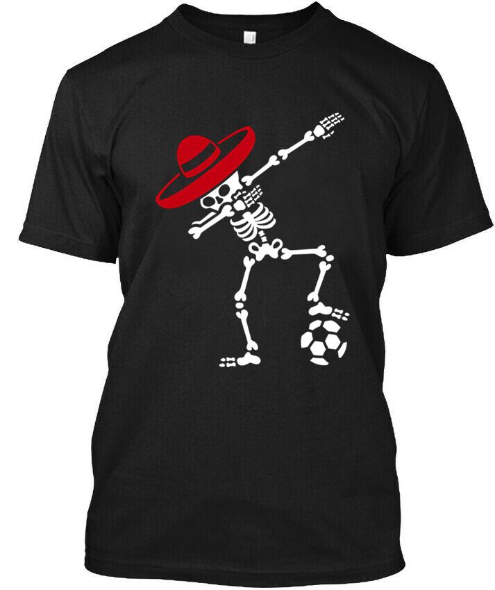 New! Popular Mexico Dab Dabbing Skeleton Soccer Football Art Funny T-Shirt S-4XL S разноцветный