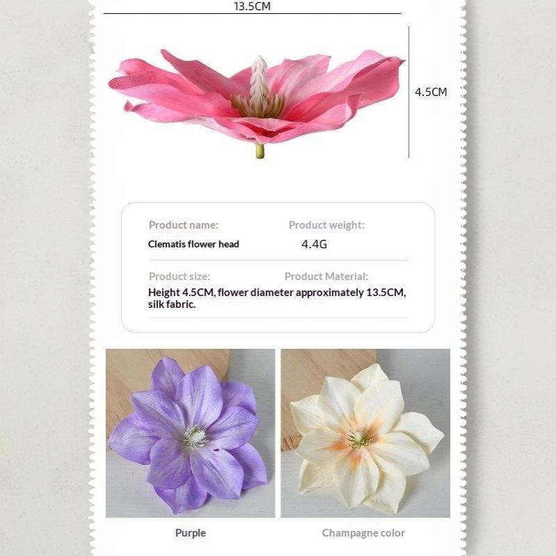 5 Pcs Artificial Flower Diy Flower Craft Artificial Lotus Flower Heads Small Realistic Clematis Blooms Diy Wedding For Home