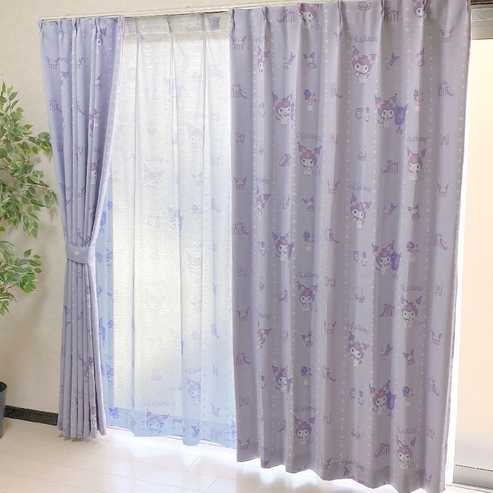 

Sanrio Kuromi Curtain Set 2 blackout 2 lace 100cm x 200cm Sanrio My Melody character machine (4 panels curtains, curtains) length. curtains,