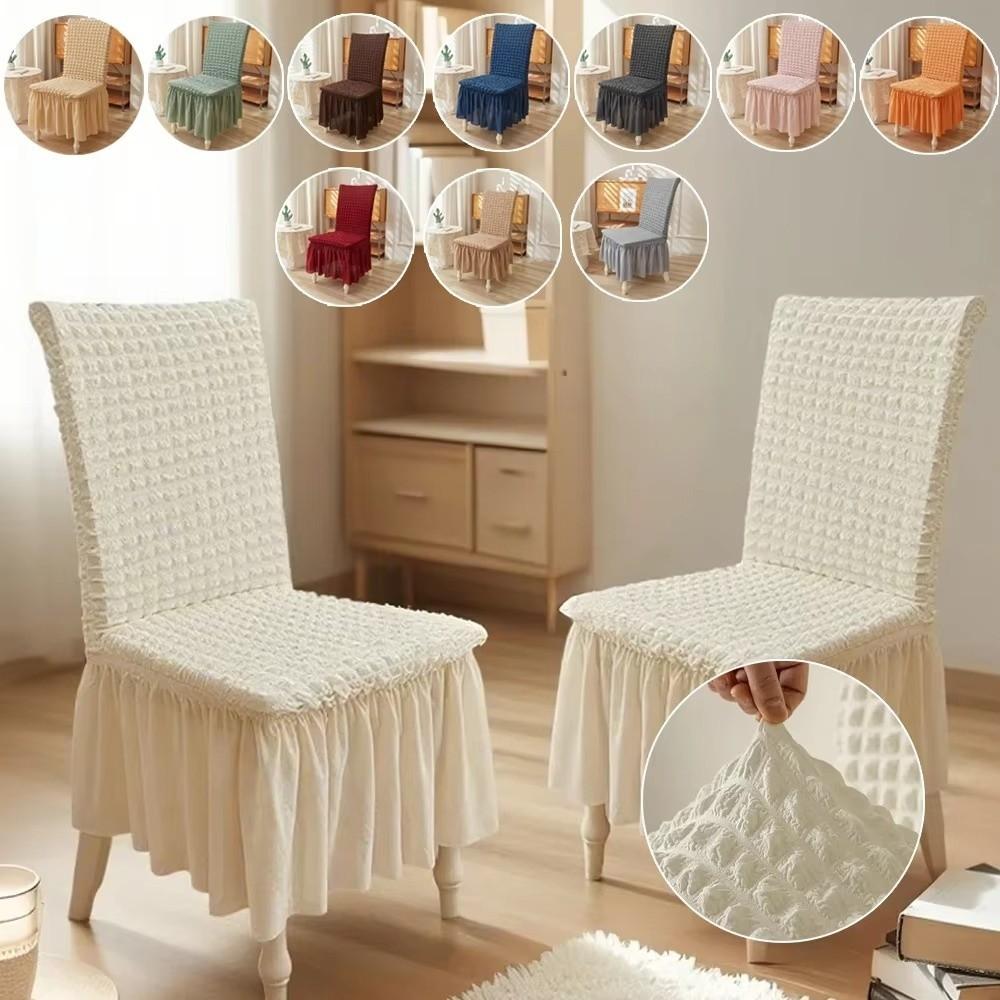 Seersucker Stretch Puff Chair Cover Elasticity Long Skirt Spandex Stretch Cover Universal Removable Backrest Chair Case Home Use