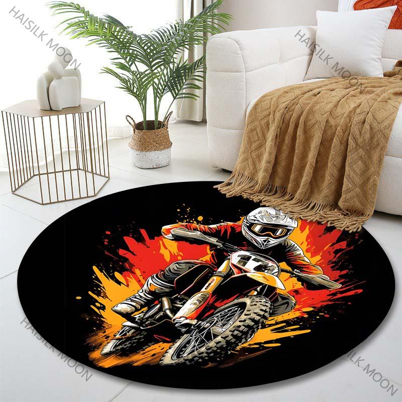 

Multiple sizes Off-road motorcycle art Print Round Carpet Living Room Bedroom Table Chair Sofa Decorative Carpet Luxury gifts Diameter -60cm