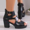 Ladies Roman high-heel Sandals Fashion Thick soled Fish Mouth Shoes Waterproof platform super high shoes Open toed women sandals