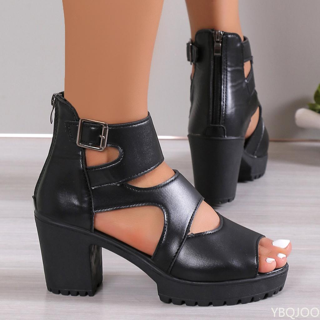 Ladies Roman high-heel Sandals Fashion Thick soled Fish Mouth Shoes Waterproof platform super high shoes Open toed women sandals