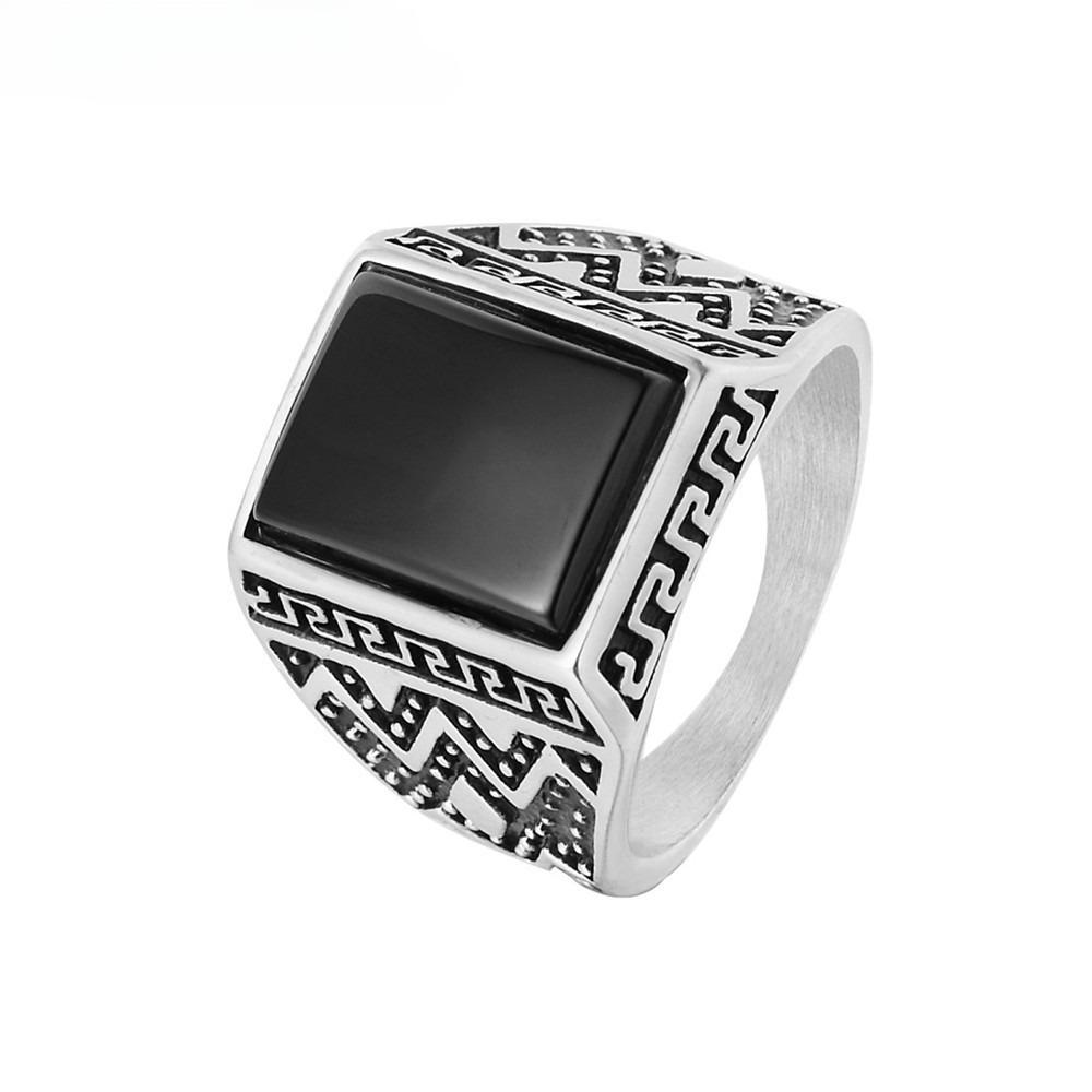 

2026 Fashion Simple Gem Ring, Men s Retro Ring, European and American Jewelry No. 12