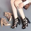 Women's Summer High Heel Sandals - Roman Style Peep Toe with Butterfly Design