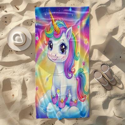 Rainbow Unicorn Kids Beach Towel Patterned Sunscreen And Windproof Suitable For Swimming Pool Camping Travel Blanket
