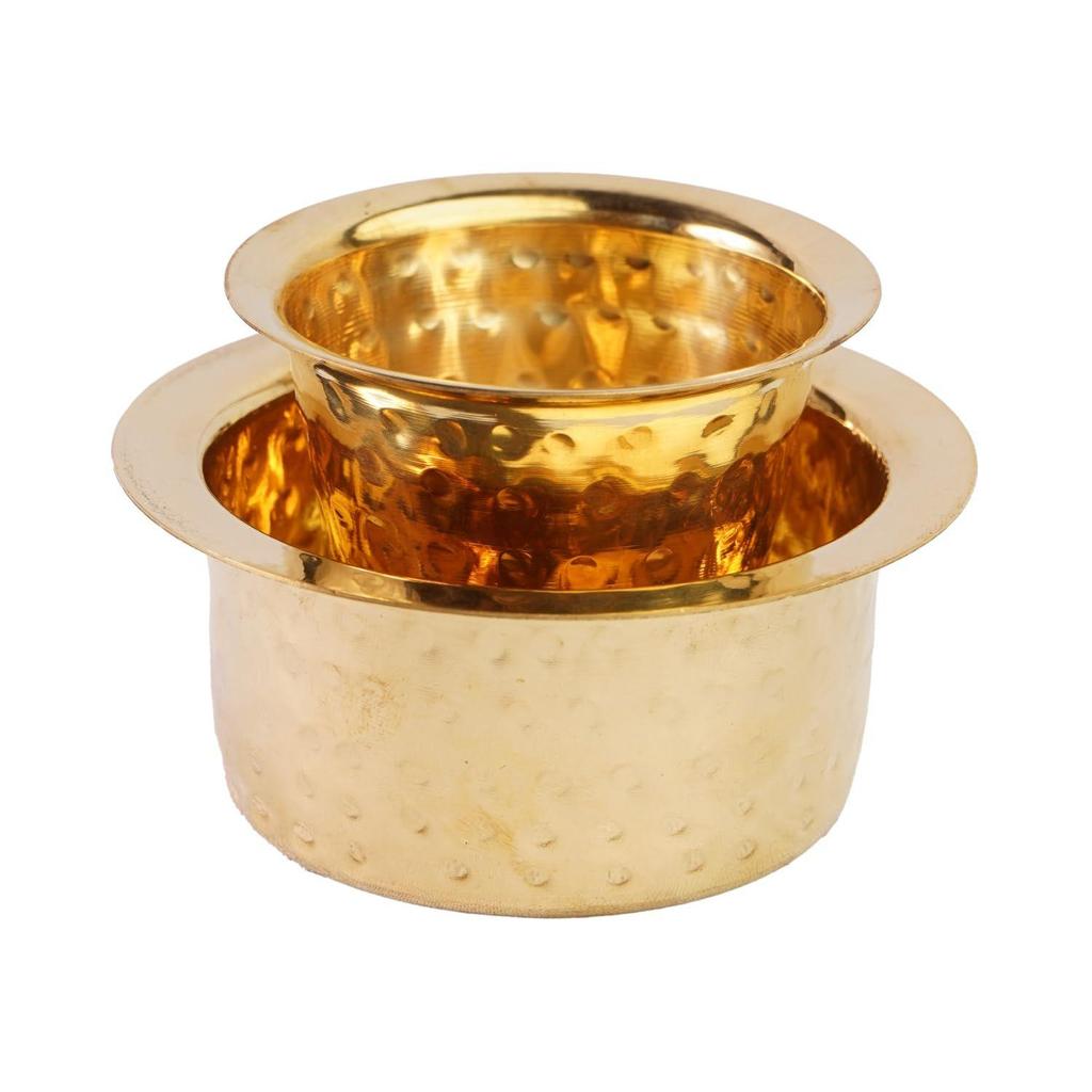 Indian Brass Coffee Cup Dawara/Dabara & Tumbler for Serving Filter Coffee/Tea/Traditional kumbakonam Brass Dabara - | Hammered Matt - 150ml (Set of 3)