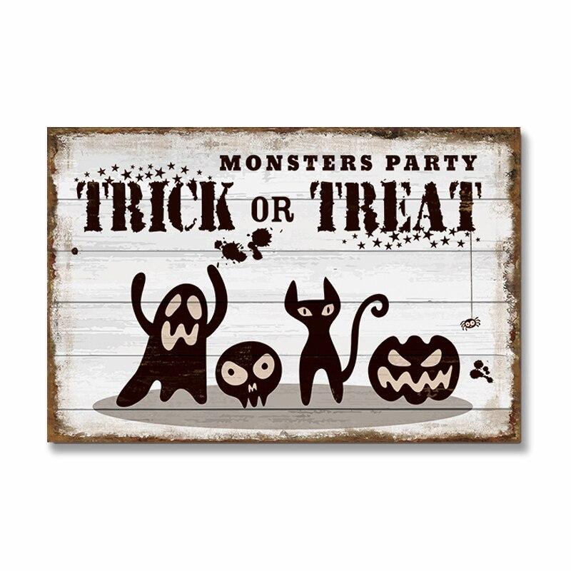 Vintage Halloween Trick or Treat Party Poster Tin Signs  Metal Plate Wall Decor for Cafe Bar Pub  Perfect Halloween Gift