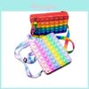 Bolsa Pop It Macaroon Arco-Íris Vibrante Capa para iPad com Brinquedo Fidget Sensorial de Bolhas