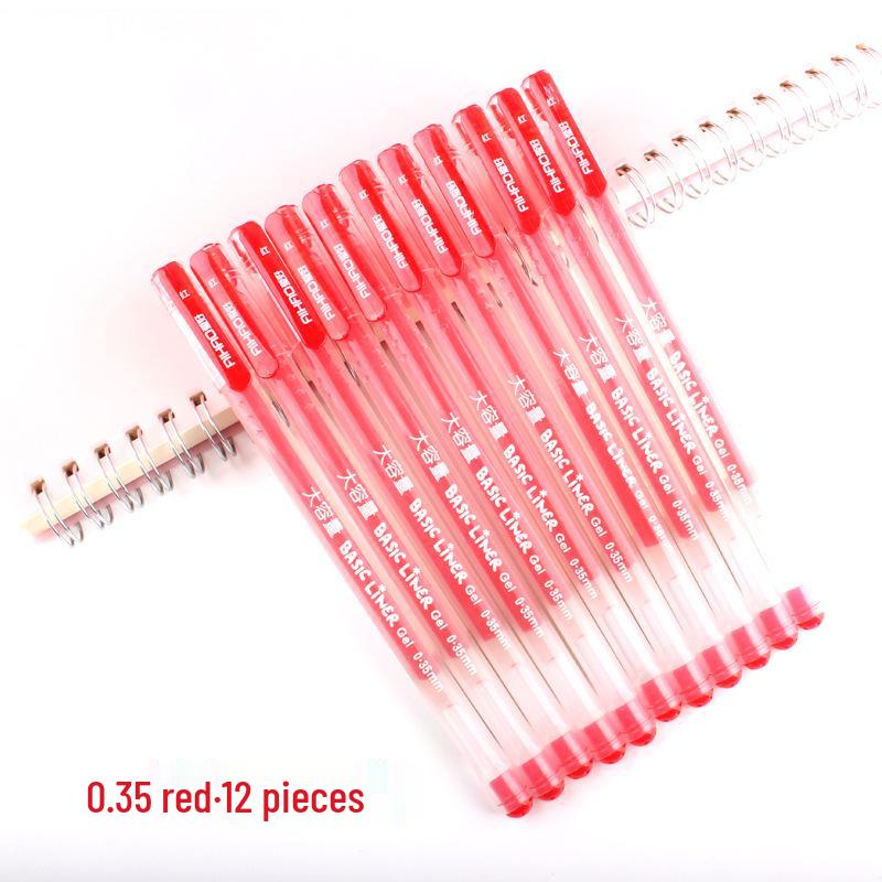 Student Use Ballpoint Pen - 0.35mm Water-Based Black, Red, Blue-Black Ink, Large Capacity