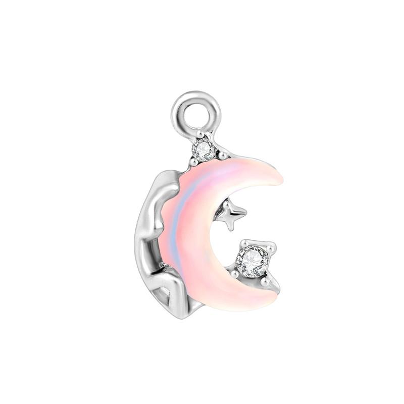 Crystal Heart Moon Crown Butterfly Planet Pendant Beads Stainless Steel Charms Earrings Necklace Jewelry DIY Making Woman Gifts
