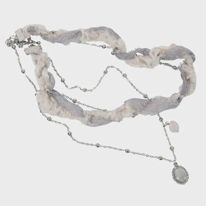 Braided Handmade Necklace (FL-730_Gray)